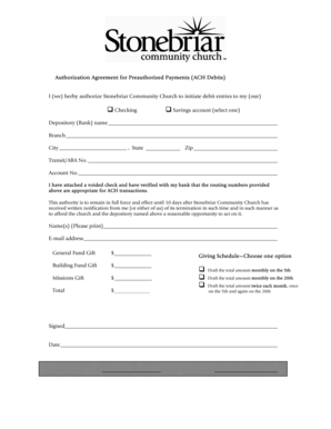 Authorization Agreement for Preauthorized Payments