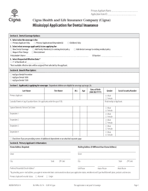Mississippi Dental Insurance Application