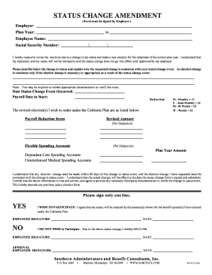 Status Change Amendment Form