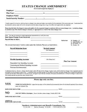 Status Change Amendment Form