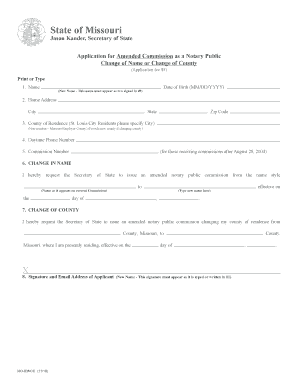 Missouri Amended Notary Public Commission Application