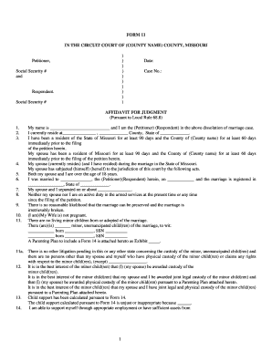 Missouri Affidavit for Judgment