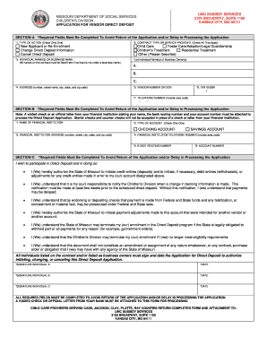Missouri Vendor Direct Deposit Application