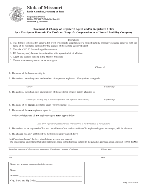Missouri Statement of Change of Registered Agent