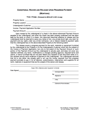 Montana Conditional Waiver and Release