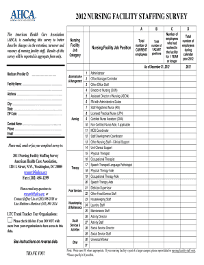 2012 Nursing Facility Staffing Survey