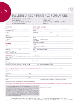 BULLETIN D’INSCRIPTION AUX FORMATIONS
