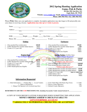 2012 Spring Hunting Application