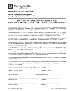Texas Cystic Fibrosis Patient Day-Pass Consent