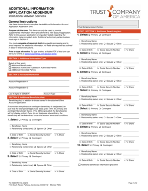 Additional Information Application Addendum