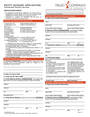 Entity Account Application