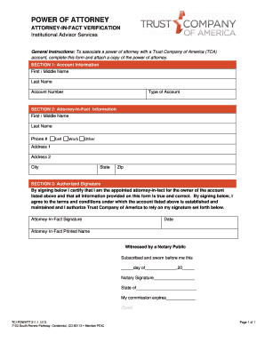 Power of Attorney Verification Form