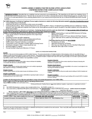 NARHA Certified Instructor Compliance Form