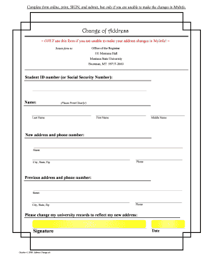 Change of Address Form