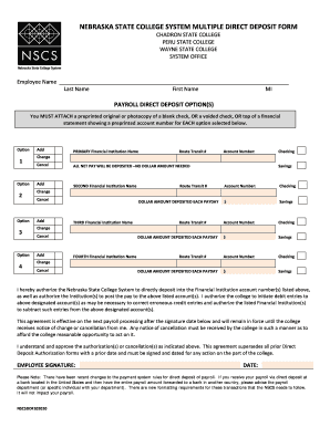 Nebraska State College System Direct Deposit Form