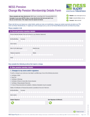 NESS Pension Membership Details Change Form