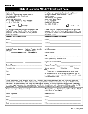 Nebraska Medicaid ACH Enrollment Form