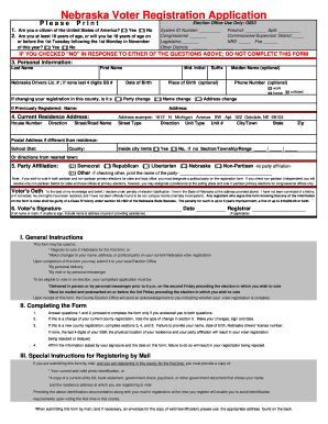 Nebraska Voter Registration Application