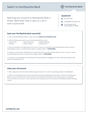 Northpointe Bank Account Switching Forms