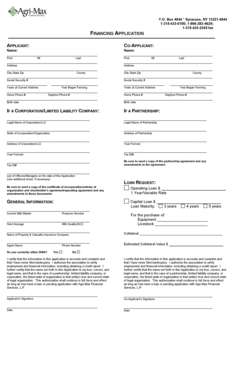 Financing Application for Agricultural Loans