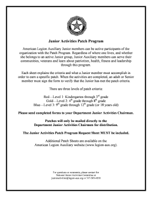 American Legion Auxiliary Junior Activities Patch Program
