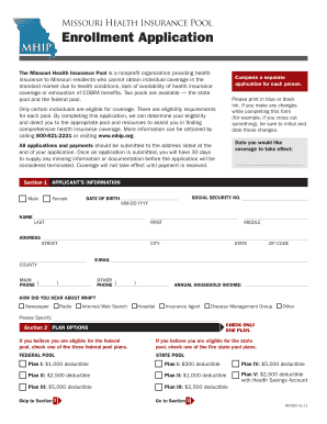 Missouri Health Insurance Pool Enrollment Application