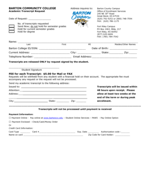 Academic Transcript Request Form