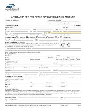Pro-Power Revolving Business Account Application