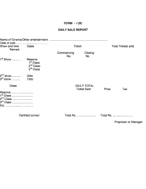 Daily Sale Report for Cinema