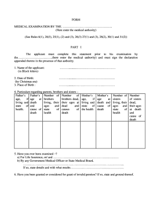 Medical Examination Form