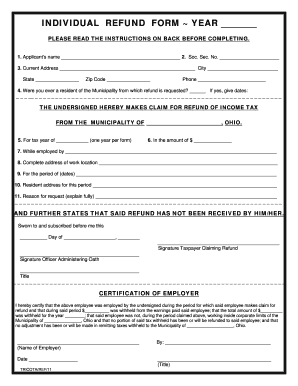 Ohio Municipal Income Tax Refund Form