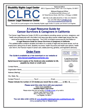 Cancer Survivors Legal Resource Guide Order Form
