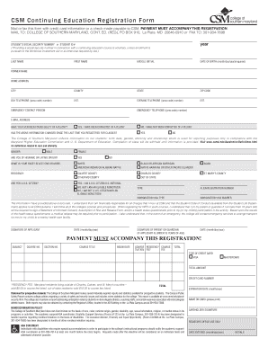 College of Southern Maryland Continuing Education Registration Form
