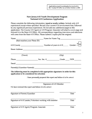 National 4-H Conference Application Form - RCE of Somerset County - somerset njaes rutgers