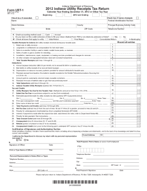 Indiana Utility Receipts Tax Return