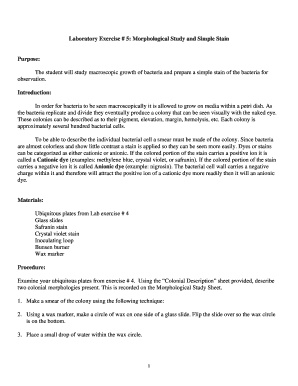 Laboratory Exercise 5: Morphological Study and Simple Stain