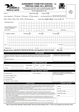 Garuda Prepaid CDMA WLL Service Agreement