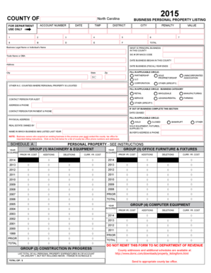 North Carolina Business Personal Property Listing