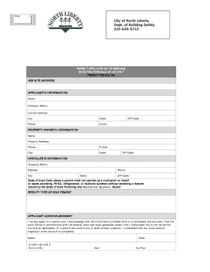 Iowa Furnace or AC Unit Replacement Permit Application