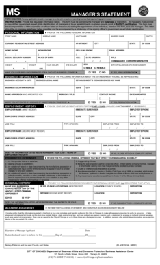 Manager's Statement Form