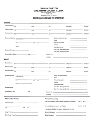 Tennessee Marriage License Application