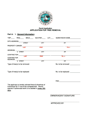 Tree Removal Permit Application