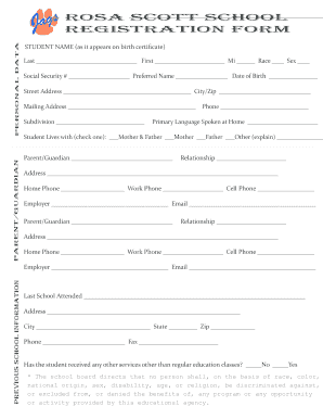 Madison School District Student Registration Form