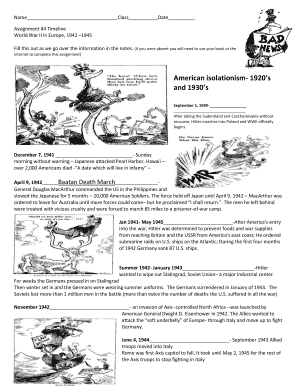 World War II Timeline Assignment