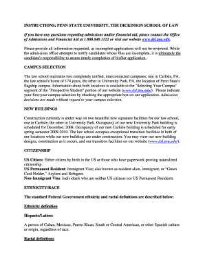 Penn State Dickinson School of Law Application