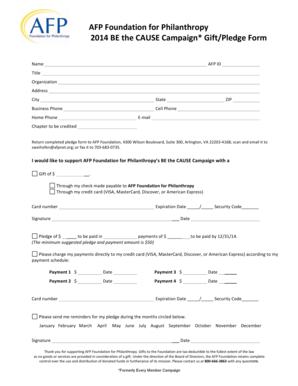 AFP Foundation BE the CAUSE Campaign Gift Pledge Form