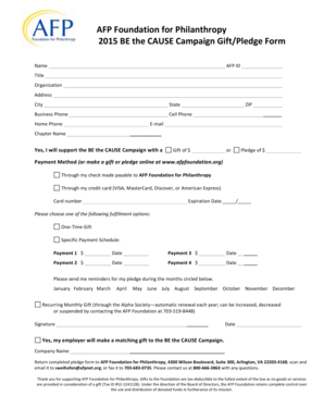 AFP Foundation BE the CAUSE Campaign Gift/Pledge Form