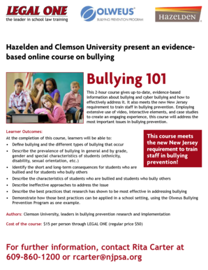Bullying 101 Online Training Registration Form