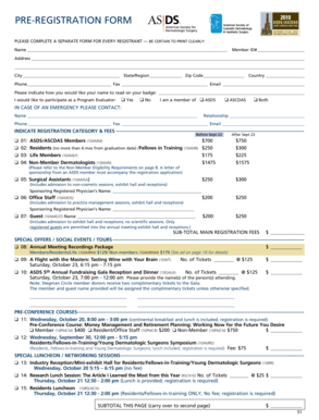 ASDS Annual Meeting Pre-Registration Form