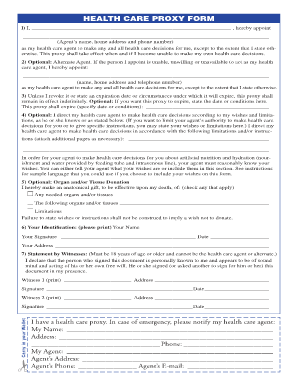 Health Care Proxy Form